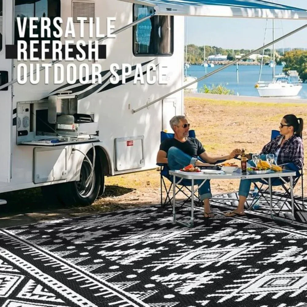 5x8 Waterproof Outdoor Area Rug, Reversible Plastic Straw Mat for Picnic & Patio